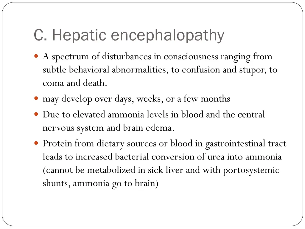 c hepatic encephalopathy