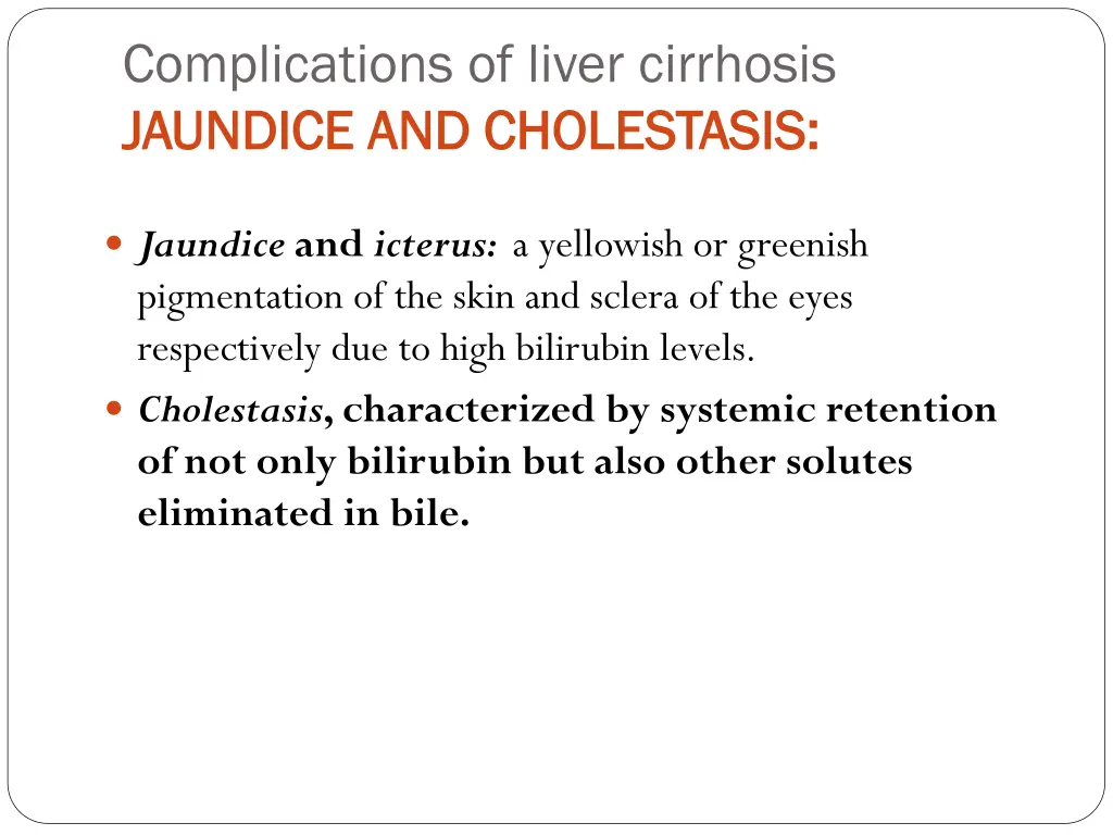 complications of liver cirrhosis jaundice