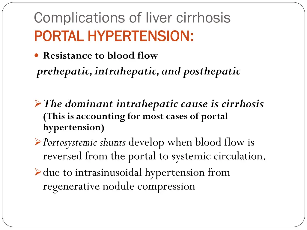 complications of liver cirrhosis portal