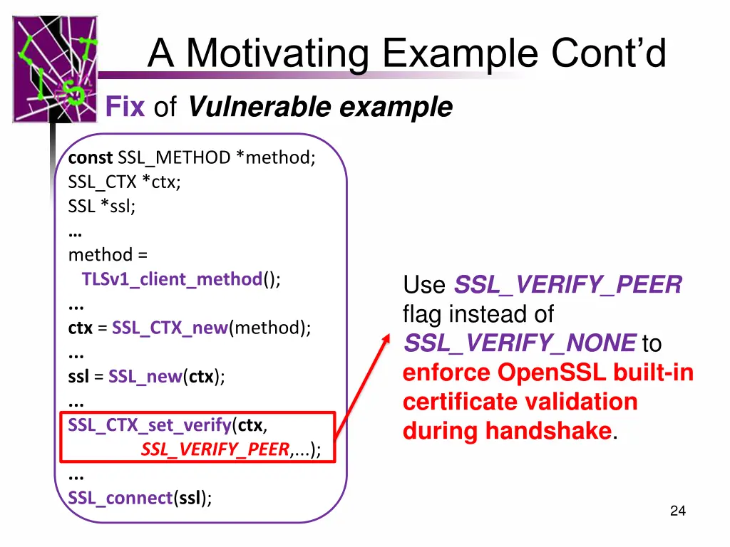 a motivating example cont d fix of vulnerable 1