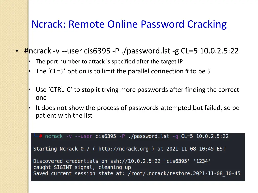 ncrack remote online password cracking