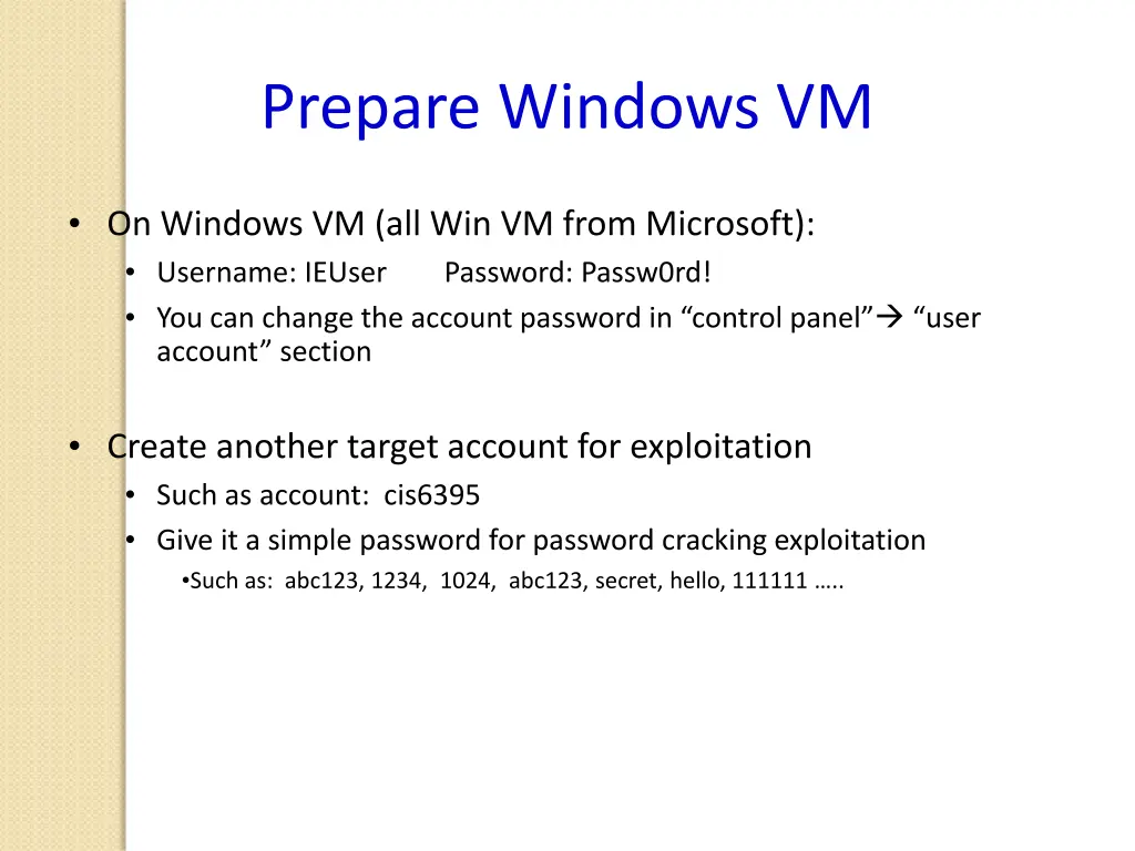 prepare windows vm