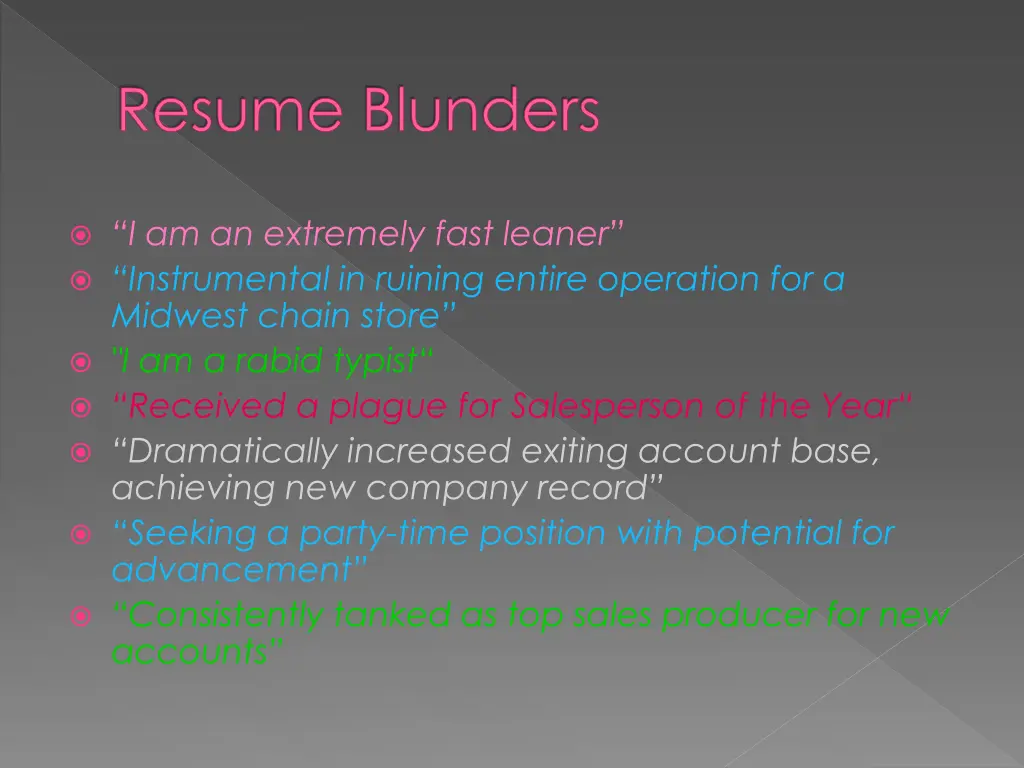 resume blunders