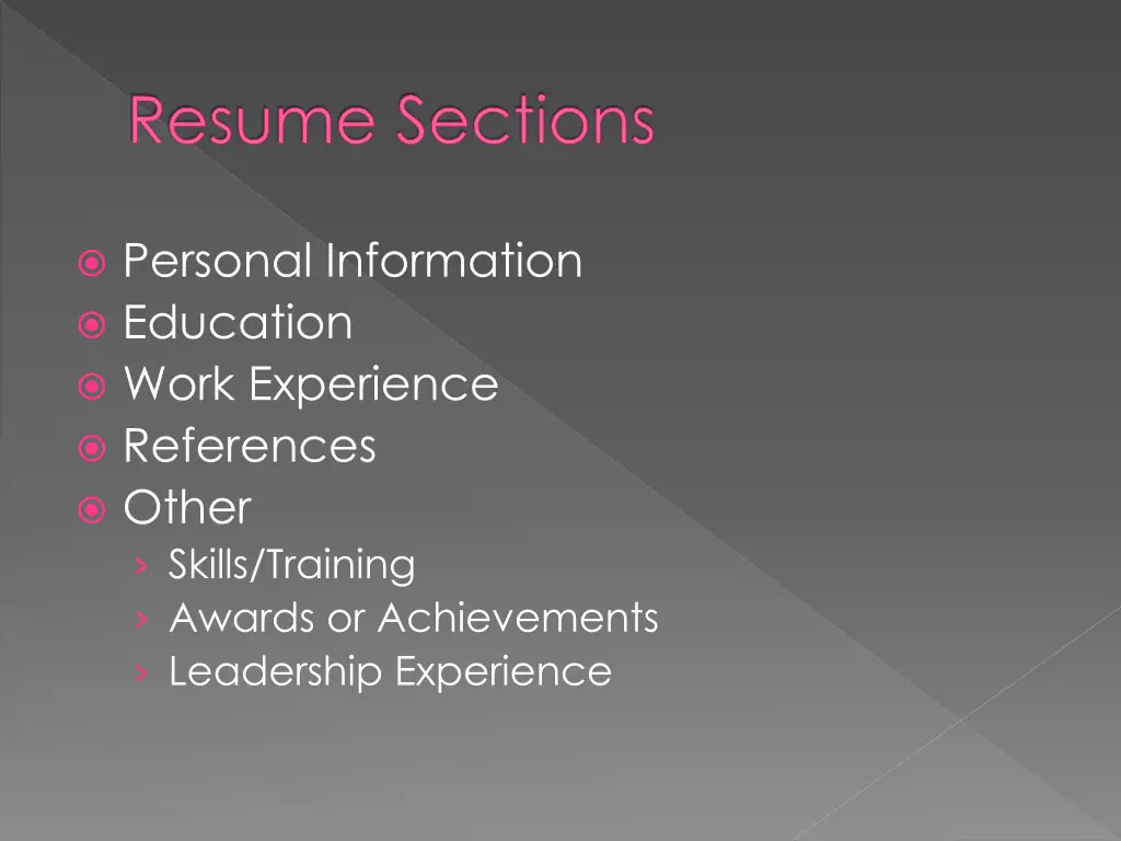 resume sections