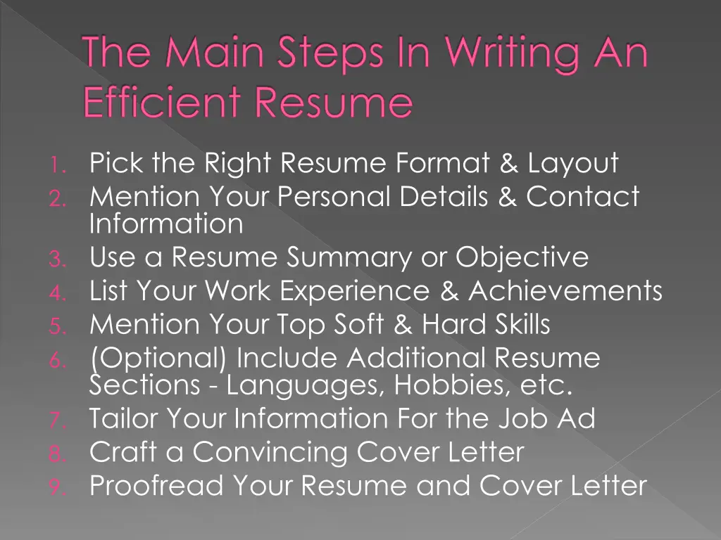 the main steps in writing an efficient resume