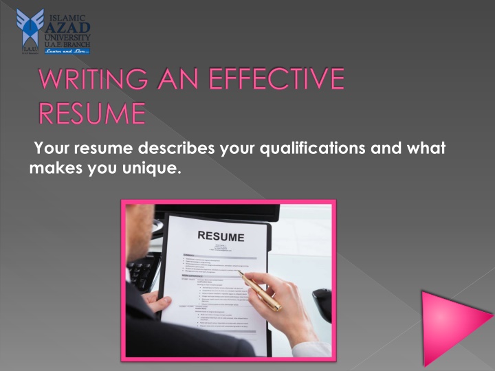 writing an effective resume your resume describes