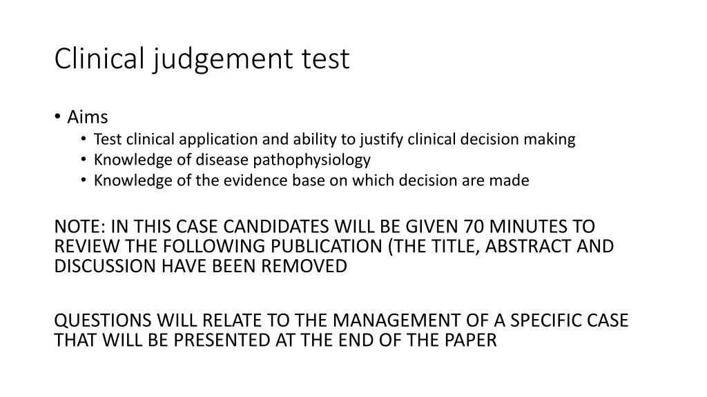 clinical judgement test