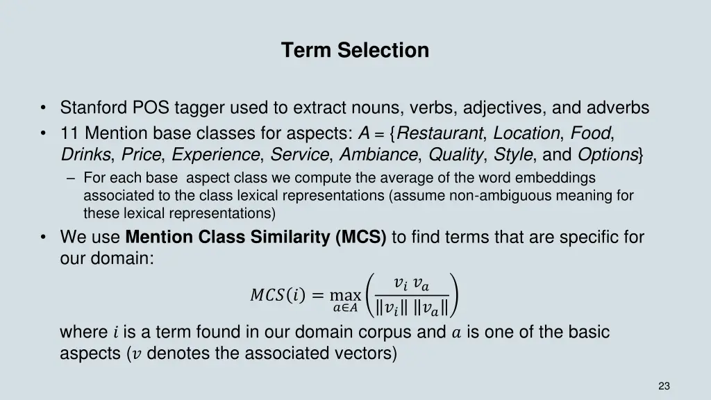 term selection