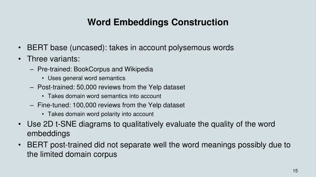 word embeddings construction