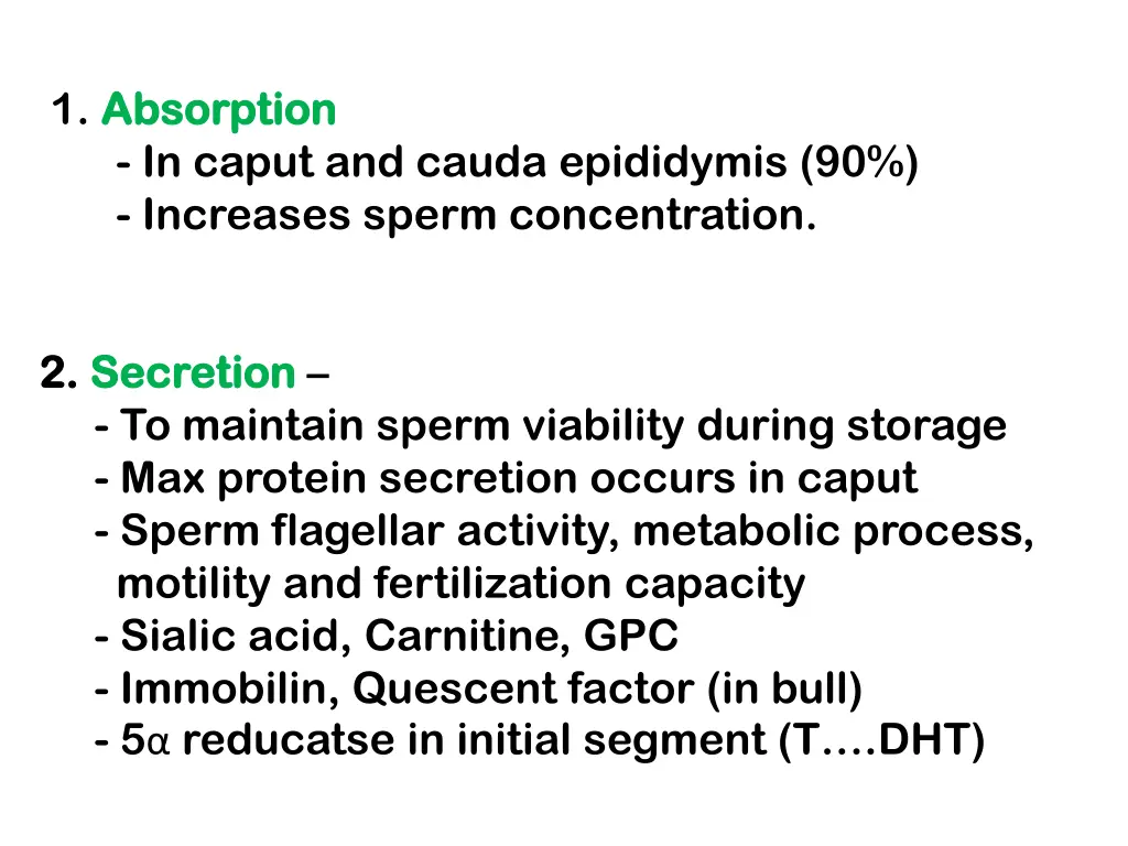 1 absorption absorption in caput and cauda