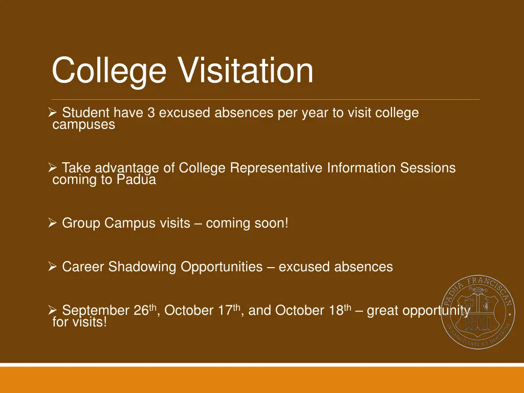 college visitation