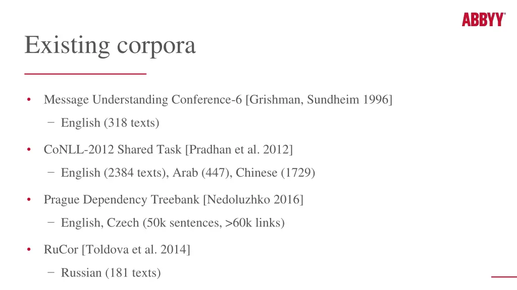 existing corpora