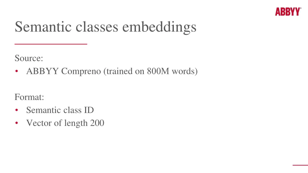 semantic classes embeddings