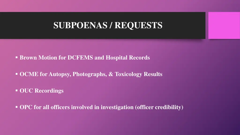 subpoenas requests