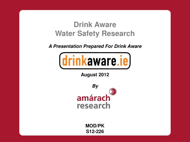 drink aware water safety research