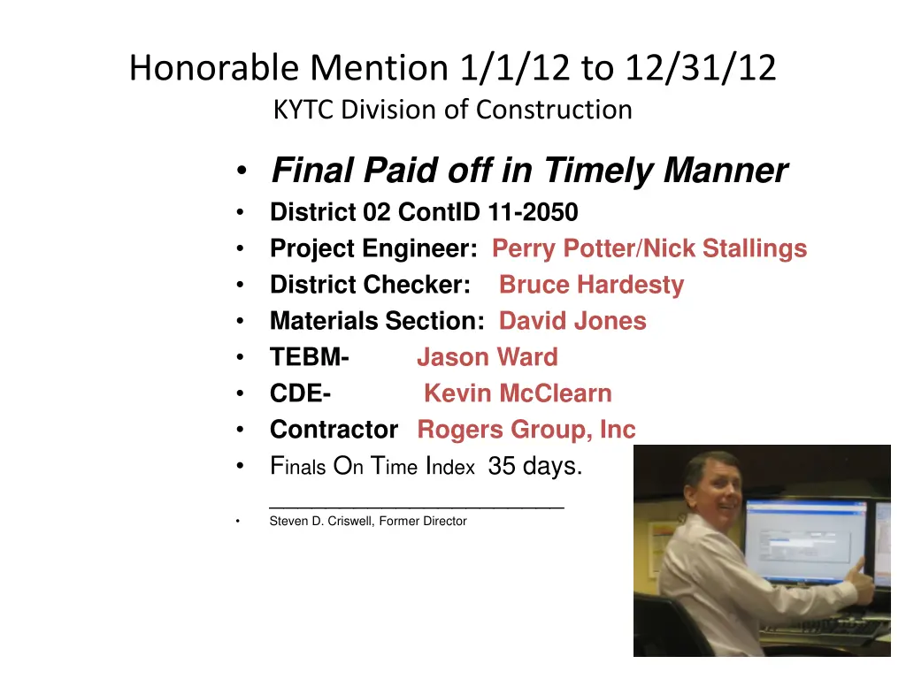 honorable mention 1 1 12 to 12 31 12 kytc 1