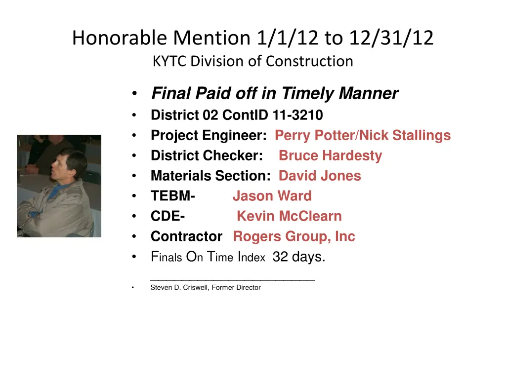 honorable mention 1 1 12 to 12 31 12 kytc