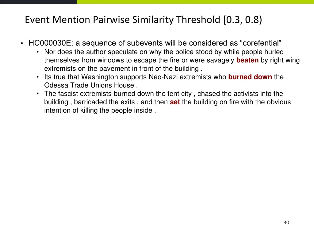 event mention pairwise similarity threshold