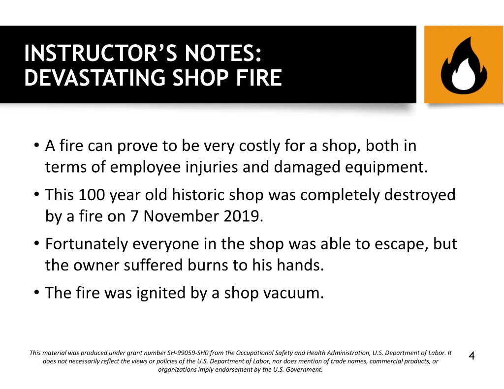 instructor s notes devastating shop fire