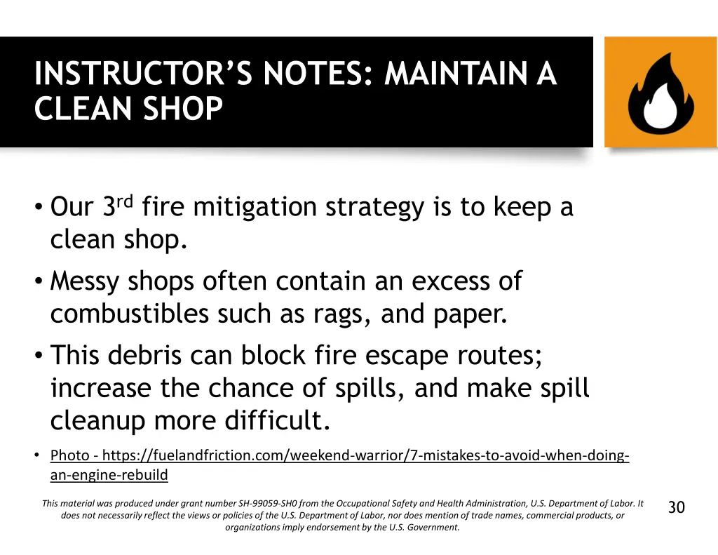 instructor s notes maintain a clean shop