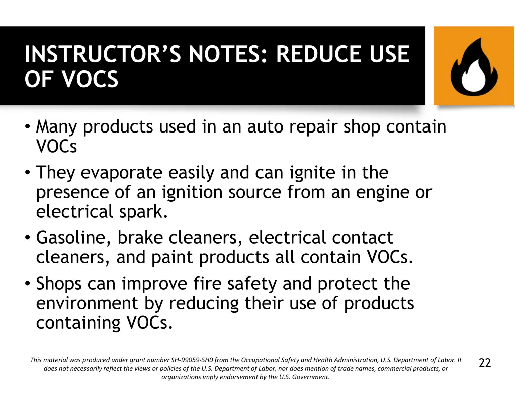 instructor s notes reduce use of vocs