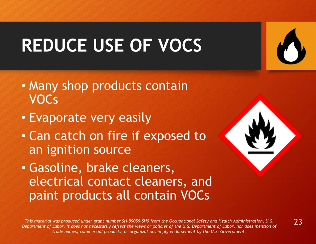 reduce use of vocs