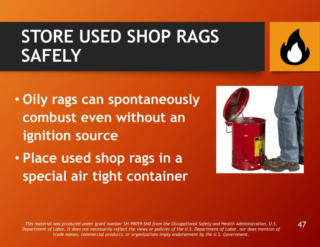 store used shop rags safely