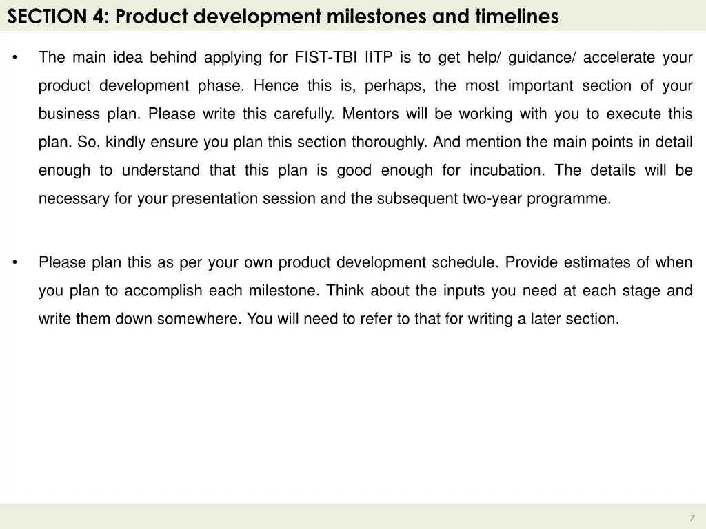 section 4 product development milestones