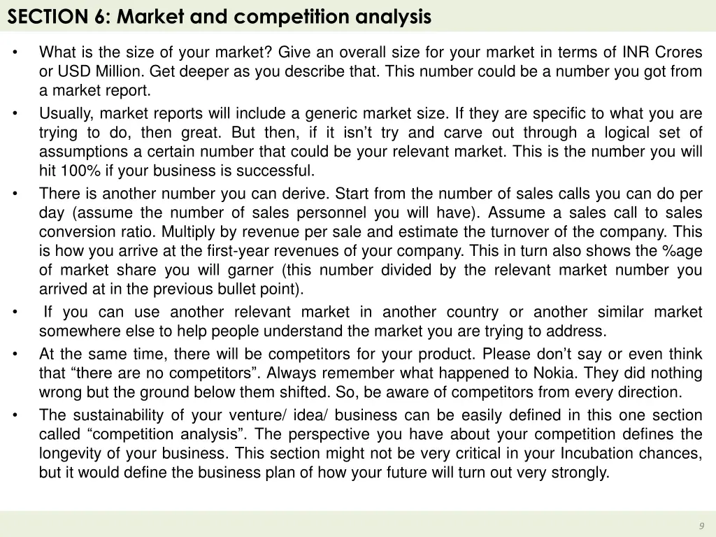 section 6 market and competition analysis