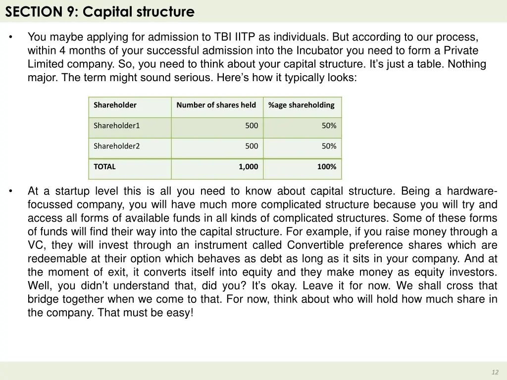 section 9 capital structure