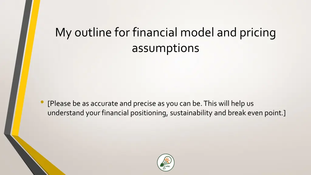 my outline for financial model and pricing