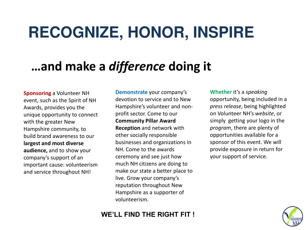 recognize honor inspire