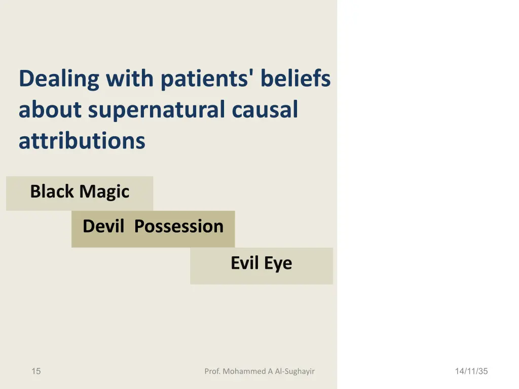 dealing with patients beliefs about supernatural