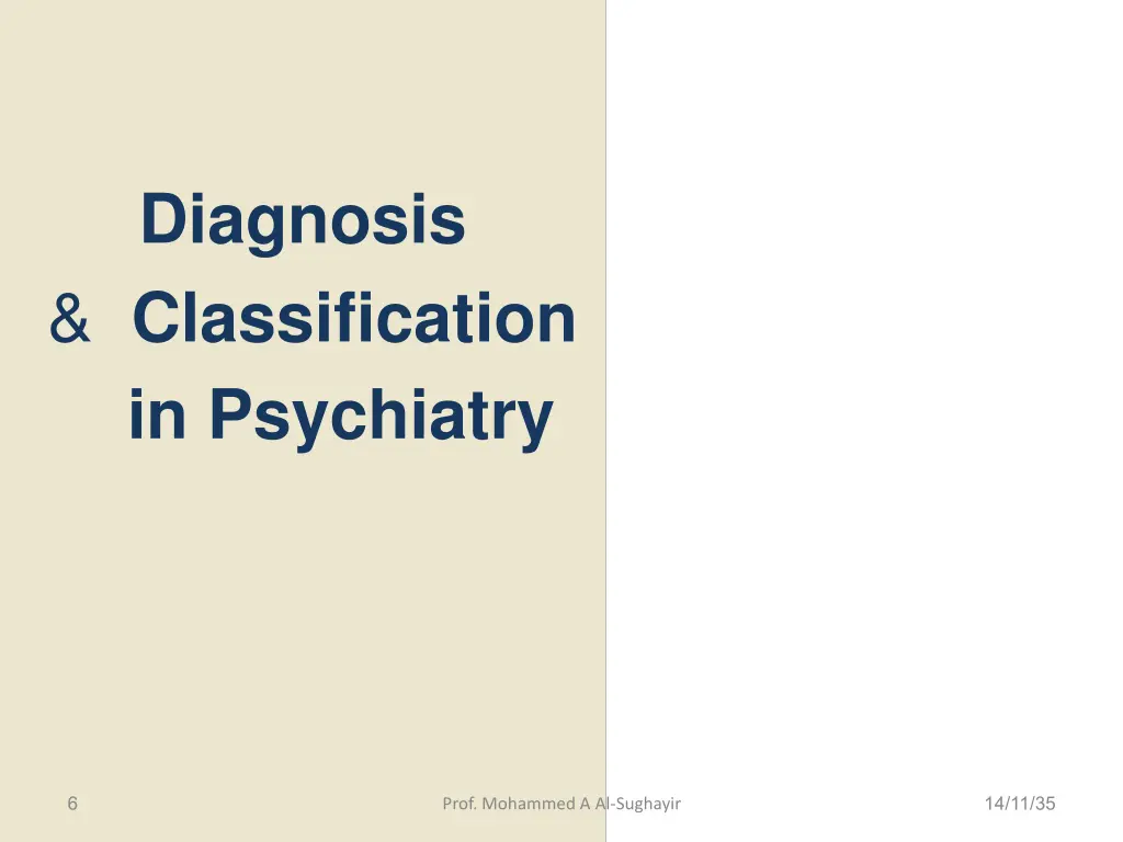 diagnosis classification in psychiatry