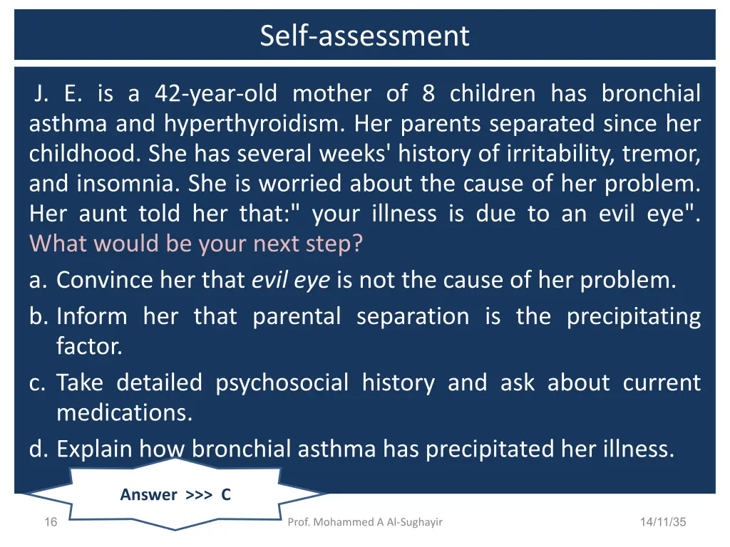 self assessment 7