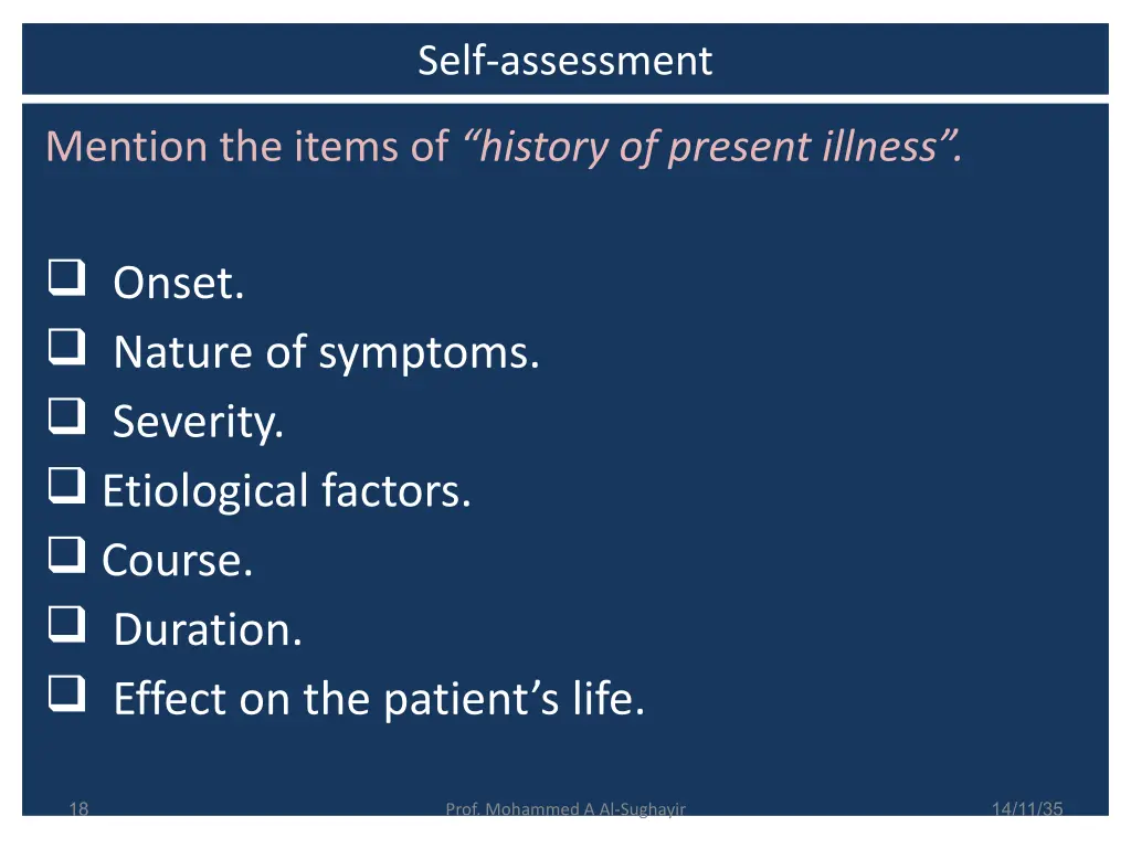 self assessment 8