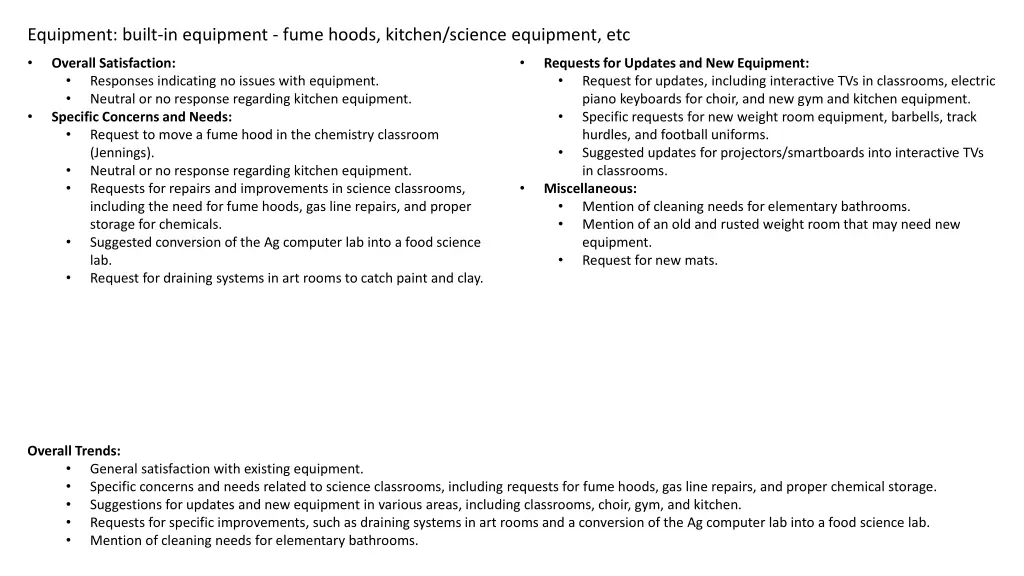 equipment built in equipment fume hoods kitchen