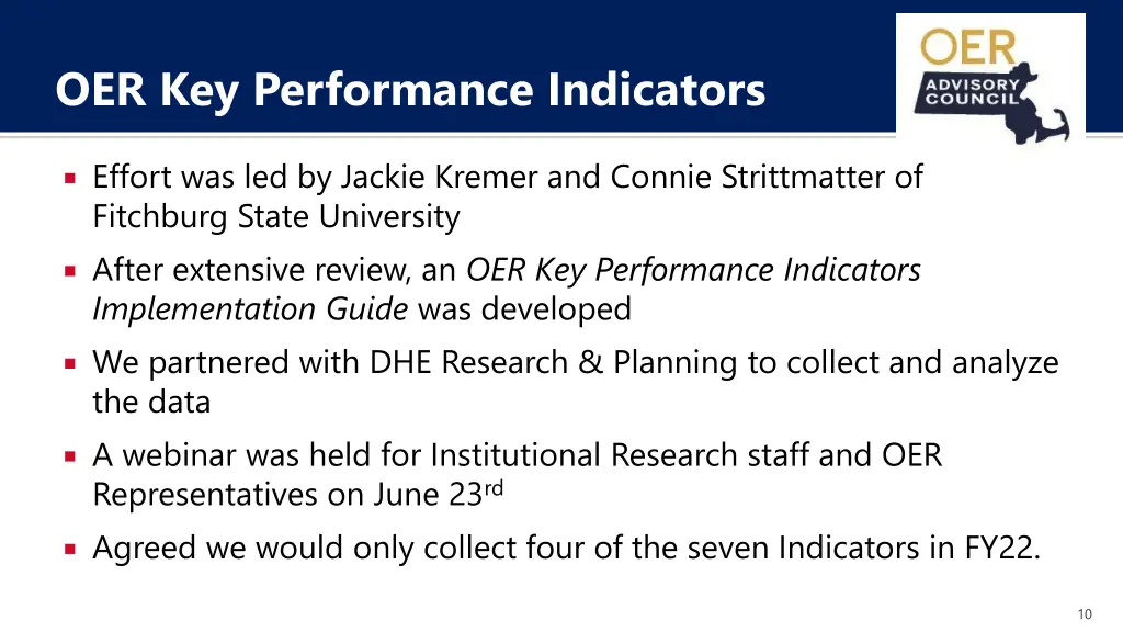 oer key performance indicators