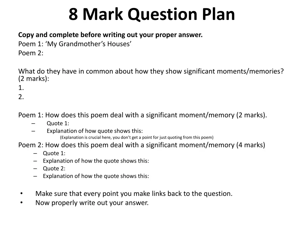 8 mark question plan