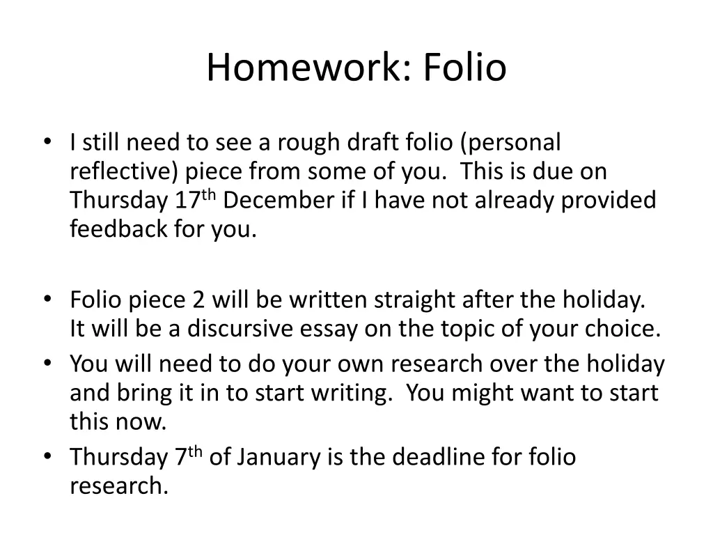 homework folio