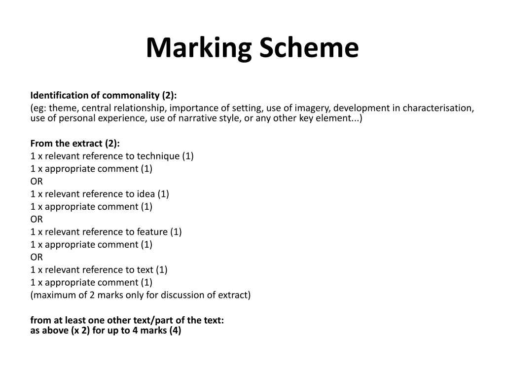 marking scheme