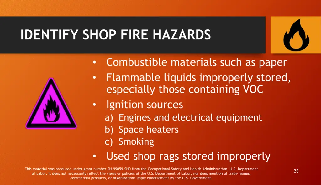 identify shop fire hazards