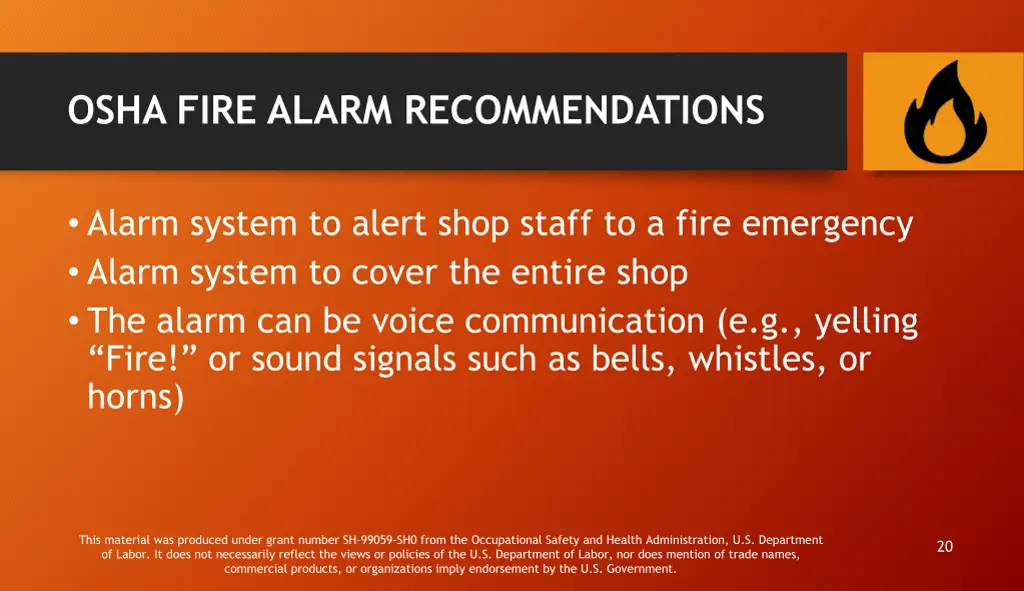 osha fire alarm recommendations