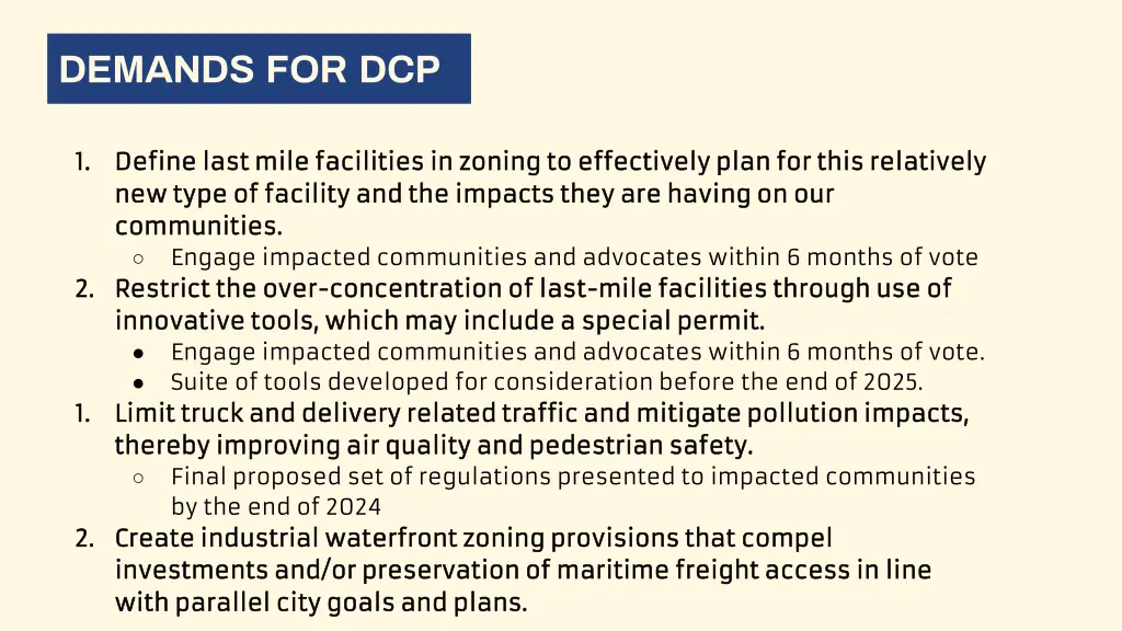 demands for dcp