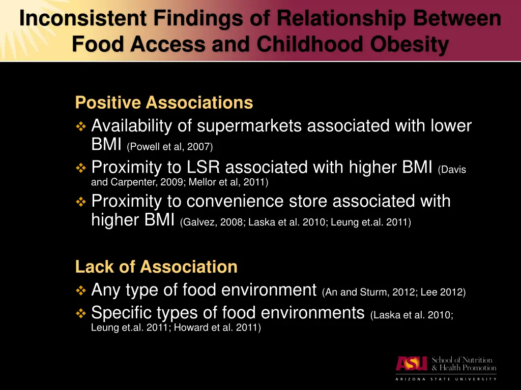 inconsistent findings of relationship between