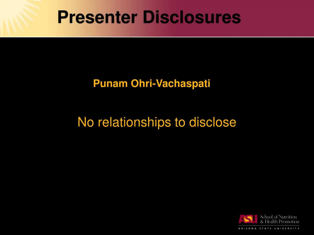 presenter disclosures