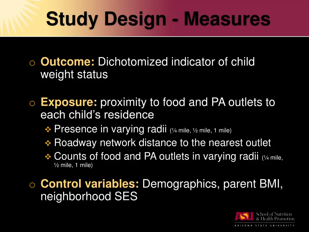 study design measures