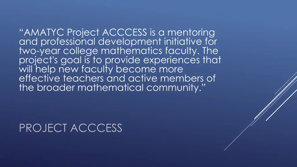 amatyc project acccess is a mentoring