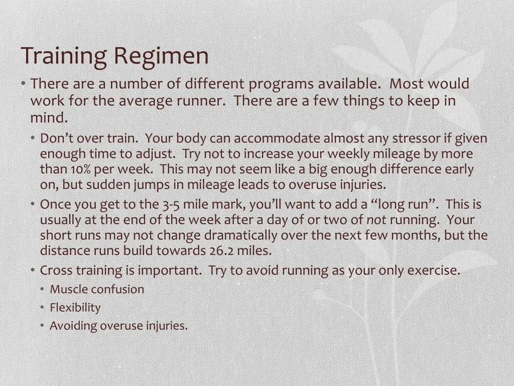 training regimen there are a number of different