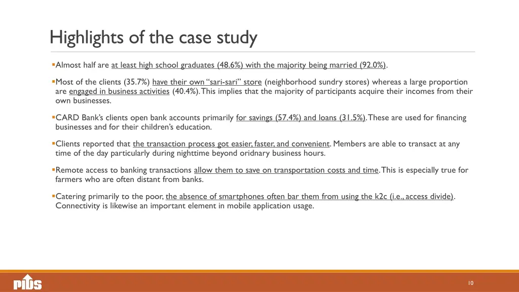 highlights of the case study 1